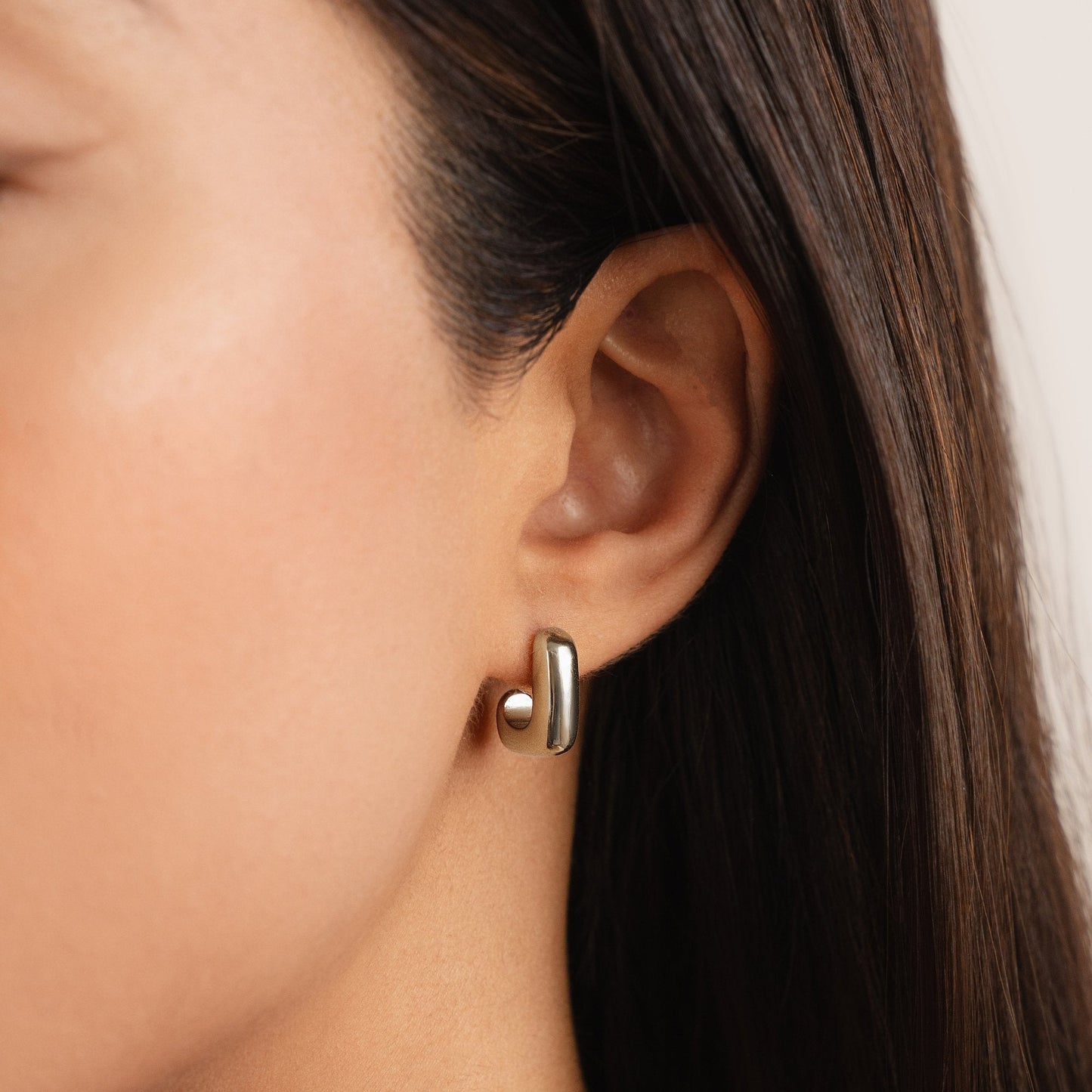 Alice Square Hoop Silver Earrings