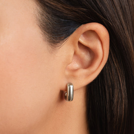 Alice Square Hoop Silver Earrings