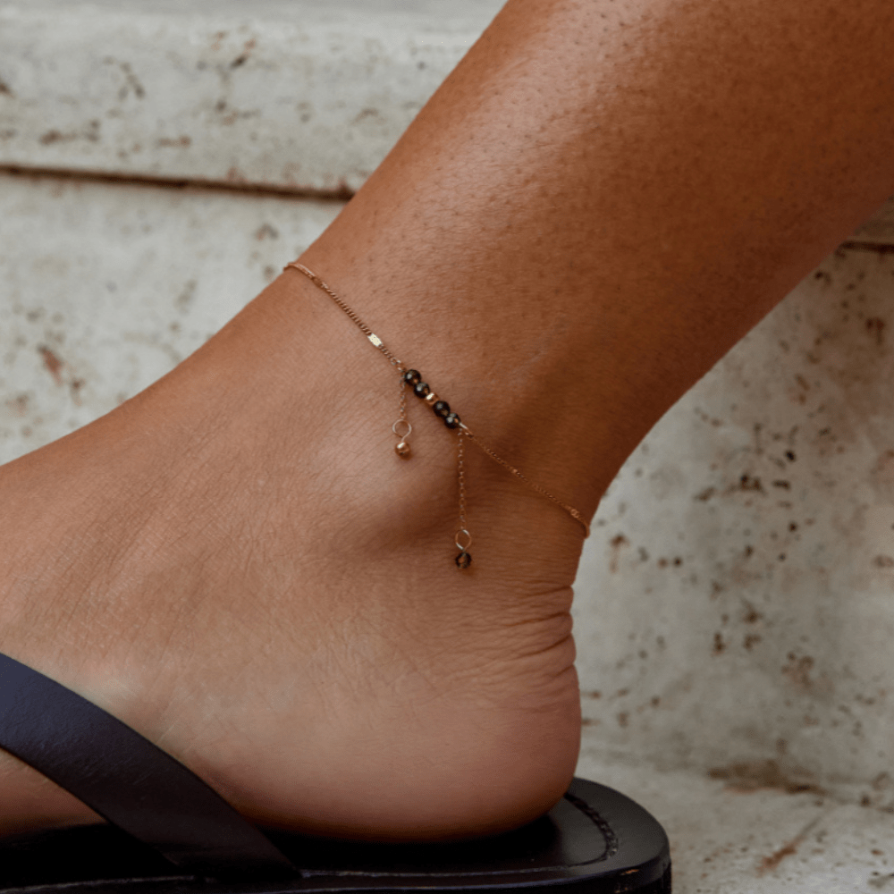 Arizona Green Bead Tassel Anklet