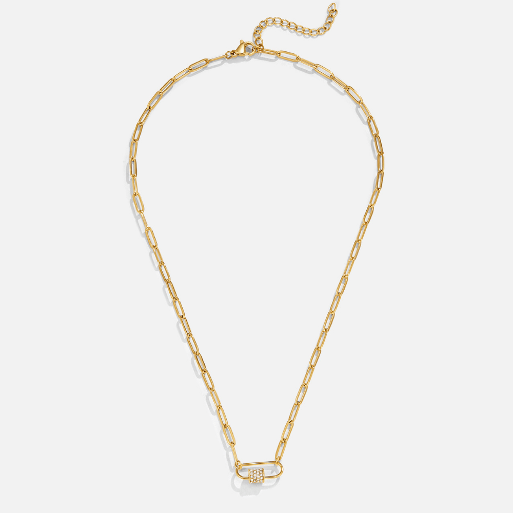 Crystal Paperclip Charm Necklace