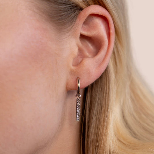 Dana Crystal Bar Hoop Earrings