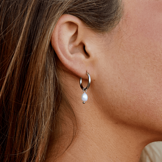 Freshwater Pearl Silver Hoop Earrings