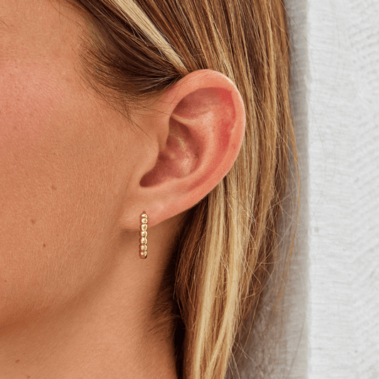 Leona Gold Bead Hoop Earrings