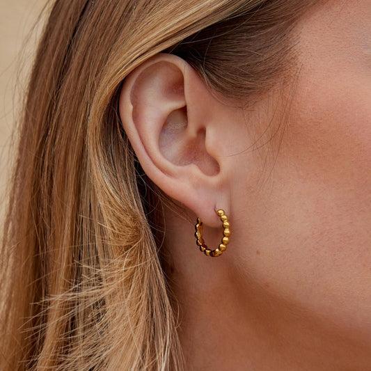 Soraya Gold Bead Hoop Earrings