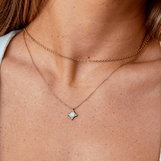 Vintage Blue Opal Pendant Necklace