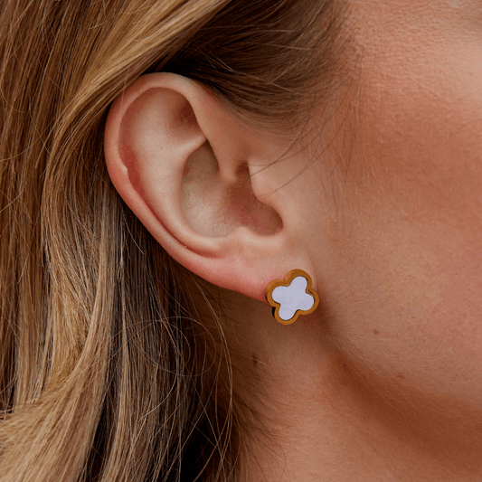 White Clover Stud Earrings