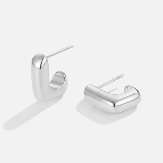 Alice Square Hoop Silver Earrings