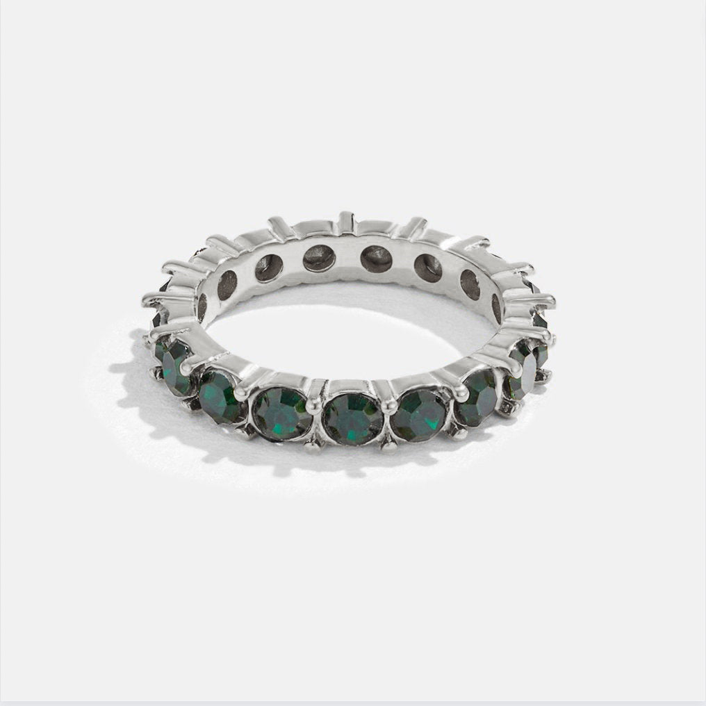 Emerald Beauty Silver Crystal Ring