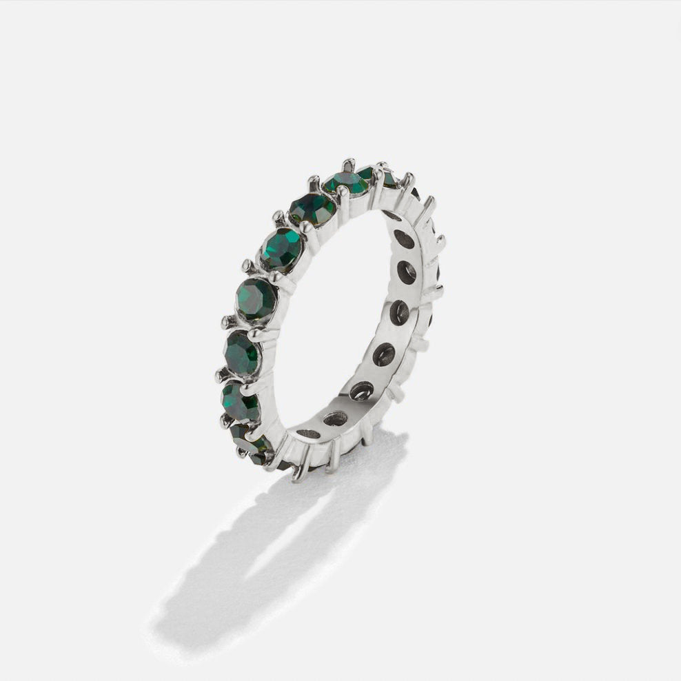 Emerald Beauty Silver Crystal Ring